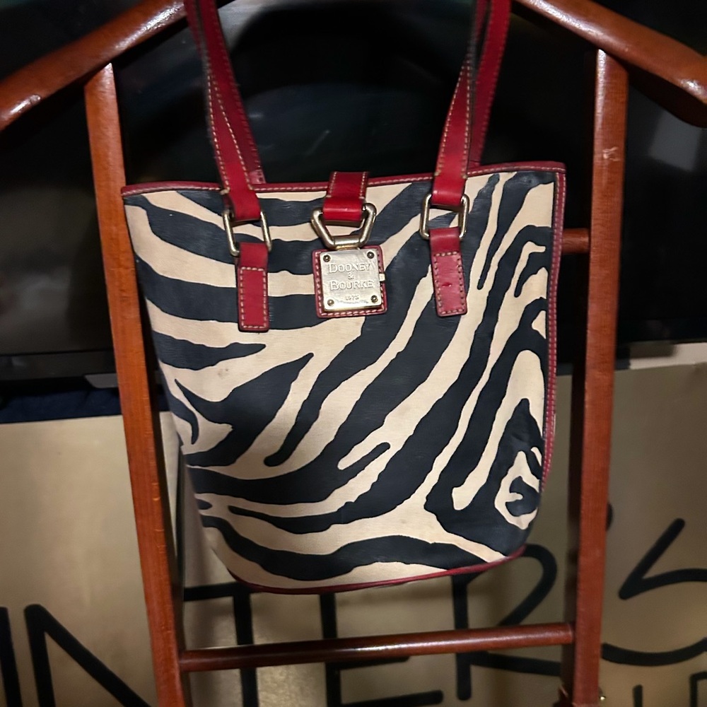 Dooney & Bourke Red and Black Zebra Print Tote